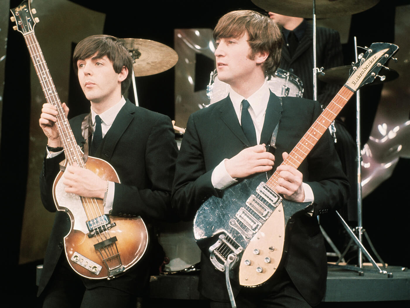 Paul McCartney John Lennon披头士队Ed Sullivan展示电视亮相美国