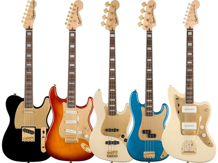 Squier庆祝40周年和五个黄金版吉他。