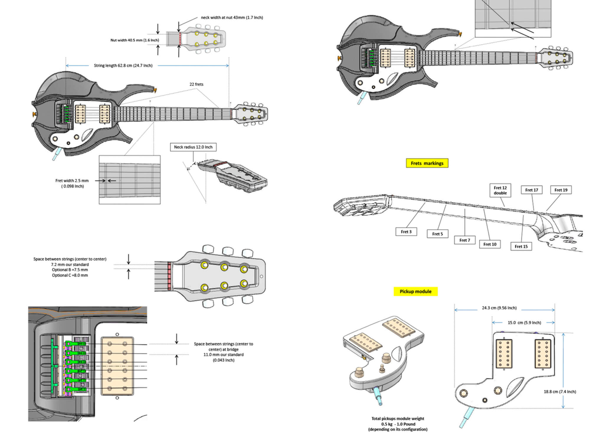 波阿斯吉他的技术图纸